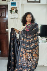 Black Blended Bangalore Silk Kantha Saree