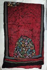 Cotton Saree - Red Batik Kantha
