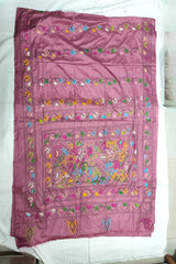 Blended Bangalore Silk Kantha Saree in a graceful Dusty Mauve Pink shade
