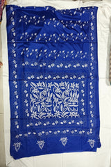 Blended Bangalore Silk Kantha Saree in a striking Royal Blue shade