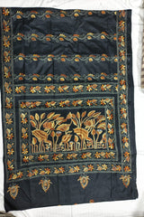 Black Blended Bangalore Silk Kantha Saree