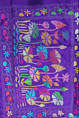 Royal Purple Blended Bangalore Silk Kantha Saree