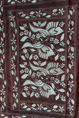 Deep Wine Brown Blended Bangalore Silk Kantha Saree