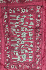 Rose Pink Blended Bangalore Silk Kantha Saree