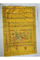 Blended Bangalore Silk Kantha Saree in Mustard Yellow