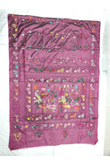 Dusty Mauve / Wine Purple Blended Bangalore Silk Kantha Saree