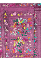 Dusty Mauve / Wine Purple Blended Bangalore Silk Kantha Saree