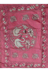 Rani Pink (Bright Pink) Blended Bangalore Silk Kantha Saree