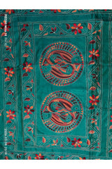 Emerald Green / Peacock Green Blended Bangalore Silk Kantha Saree
