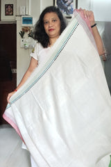 Mint Green Khadi Cotton Kantha Saree
