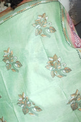 Mint Green Khadi Cotton Kantha Saree