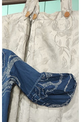 3 Piece Cotton printed Suit in Indigo Blue color with embroidery