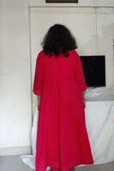 3-Piece Fuchsia Pink Anarkali Cotton Suit with Zardosi & Cutdana Work