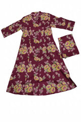 Printed Co-ord Set in Maroon color