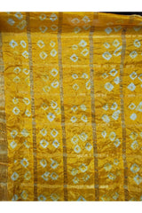 Bandhani Dupatta with Golden Jari palla in Yellow color