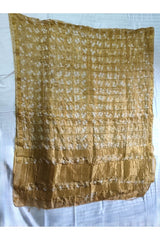 Bandhani Dupatta with Golden Jari palla in Antique Gold color