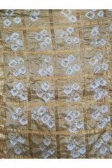 Bandhani Dupatta with Golden Jari palla in Antique Gold color