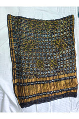 Bandhani Dupatta with Golden Jari palla in Black color