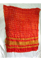 Bandhani Dupatta with Golden Jari palla in Dark / Fanta Orange color