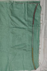Khadi Cotton Kantha Saree – Mint Green with Multicolor Hand Kantha Embroidery