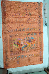 Blended Bangalore Silk Kantha Saree in a soothing Peach Apricot