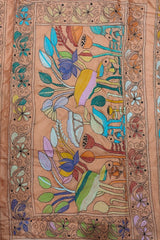 Blended Bangalore Silk Kantha Saree in a soothing Peach Apricot