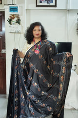 Black Blended Bangalore Silk Kantha Saree