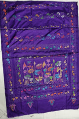 Royal Purple Blended Bangalore Silk Kantha Saree