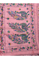 Coral Pink Blended Bangalore Silk Kantha Saree