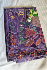 Blended Bangalore Silk Kantha Saree in a regal Deep Royal Purple