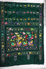 Deep Forest Green Blended Bangalore Silk Kantha Saree