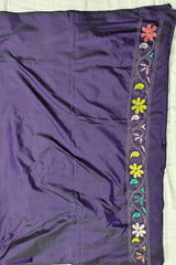 Royal Purple Blended Bangalore Silk Kantha Saree with Butterfly